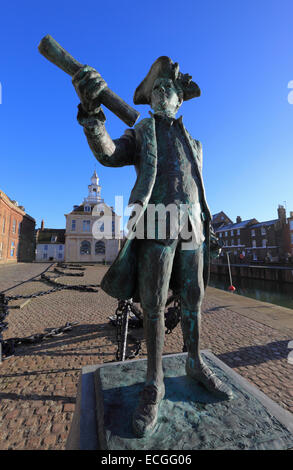 Statua di George Vancouver in King's Lynn, Norfolk, Regno Unito. Foto Stock