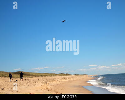 Piano Bi volare al di sopra di una spiaggia su Marthas Vineyard, Cape Cod, STATI UNITI D'AMERICA Foto Stock