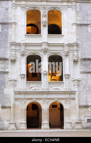 Azay-le-Rideau Chateau, Castello di Azay-le-Rideau, costruito dal 1518 al 1527 da Gilles Berthelot in stile rinascimentale, la Valle della Loira Foto Stock