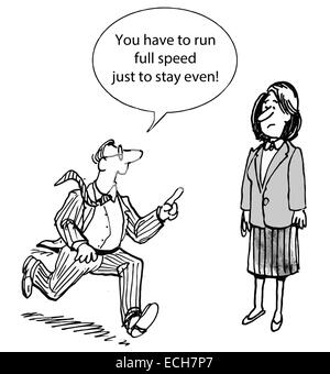 Il proprietario parla di quanto sia competitivo e frenetico ambiente business è diventato. Illustrazione Vettoriale