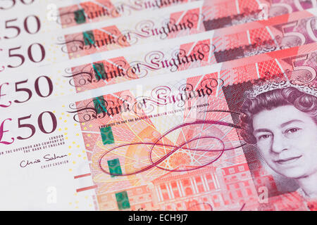 British cinquanta pound note Foto Stock