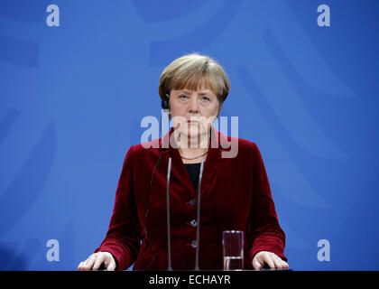 Berlino, Germania. 15 dic 2014. Boyko Borisov, il Primo Ministro di Bulgaria e il Cancelliere tedesco Angela Merkel, dare una conferenza stampa congiunta dopo la riunione presso la cancelleria tedesca a novembre 05th, 2014 a Berlino, Germania. / Immagine: il Cancelliere tedesco Angela Merkel. Credito: Reynaldo Chaib Paganelli/Alamy Live News Foto Stock