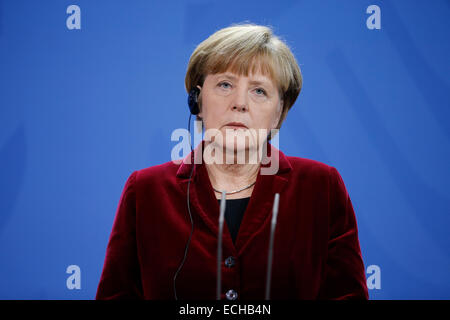 Berlino, Germania. 15 dic 2014. Boyko Borisov, il Primo Ministro di Bulgaria e il Cancelliere tedesco Angela Merkel, dare una conferenza stampa congiunta dopo la riunione presso la cancelleria tedesca a novembre 05th, 2014 a Berlino, Germania. / Immagine: il Cancelliere tedesco Angela Merkel. Credito: Reynaldo Chaib Paganelli/Alamy Live News Foto Stock