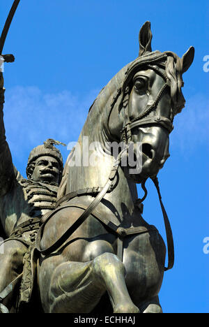 Zagabria, Croazia. Statua equestre del conte Josip Jelacic (1801-59) a Trg Josip Jelacica Foto Stock