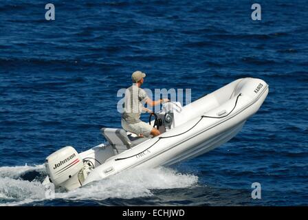 Zattera gonfiabile, motoscafo, gommone Foto Stock