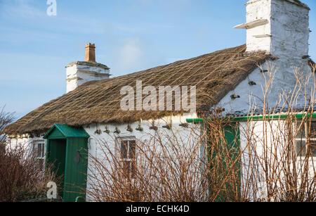 Manx cottage, Cregneash, Isola di Man. Foto Stock