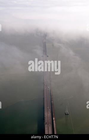 San Mateo bridge vista aerea, la baia di San Francisco Foto Stock