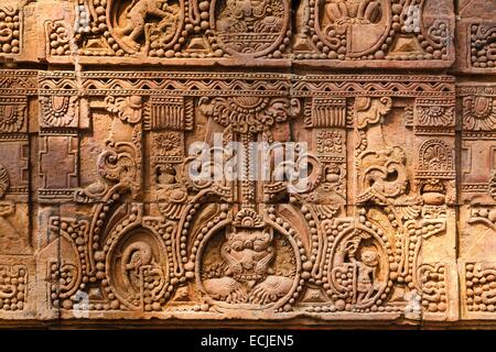 India, Odisha, Bhubaneswar, Parasuramesvara tempio, scultura Foto Stock