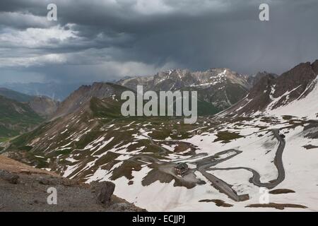 Francia, Savoie Maurienne, Route du Col du Galibier (2642m) da Valloire Foto Stock