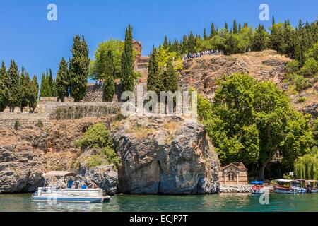 Repubblica di Macedonia, il lago di Ohrid, classificato come patrimonio mondiale dall' UNESCO Foto Stock