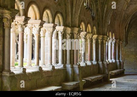 Francia, Aude, galleria del chiostro di Sainte Marie de Fontfroide abbazia cistercense Foto Stock