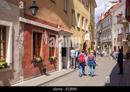 La Lituania (paesi baltici), Vilnius, centro storico, elencati come patrimonio mondiale dall' UNESCO, Stikliu street nel piccolo ghetto ebraico della città vecchia Foto Stock