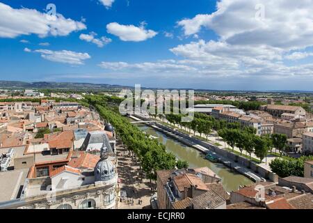 Francia, Aude, Narbonne, il canal de la Robine elencati come patrimonio mondiale dall' UNESCO Foto Stock