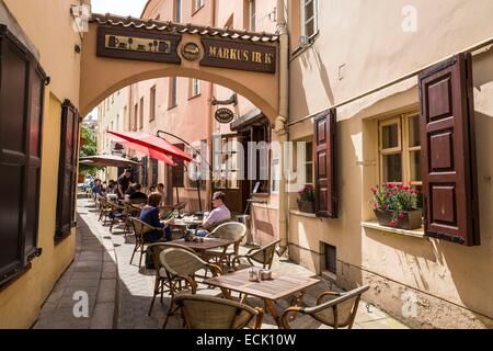 La Lituania (paesi baltici), Vilnius, centro storico elencati come patrimonio mondiale dall' UNESCO, M. Antokolskio gatve street nel piccolo ghetto ebraico della città vecchia Foto Stock