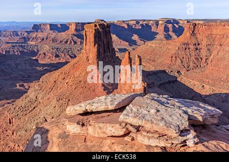 Stati Uniti, Utah e Colorado Plateau, Dead Horse Point State Park vicino al Parco Nazionale di Canyonlands, Marlboro Punto di sunrise Foto Stock