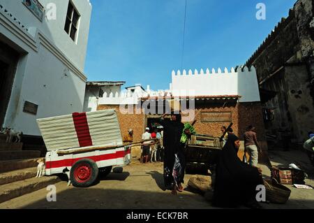 Il Kenya, l'arcipelago di Lamu, Lamu, scena del mercato Foto Stock