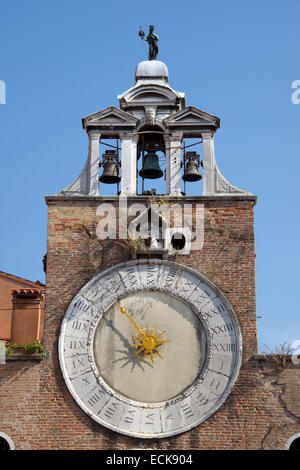 Xv secolo orologio San Giacomo di Rialto Venezia Italia Foto Stock