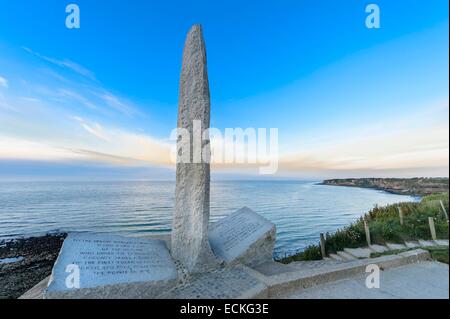 Francia, Calvados, Cricqueville en bessin, Pointe du Hoc, parte di sbarco in Normandia il 6 giugno 1944, american rangers memorial Foto Stock