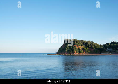 Un colpo di una scogliera sul Regno Unito costa sud in estate, in Teignmouth, Devon, Inghilterra. Foto Stock