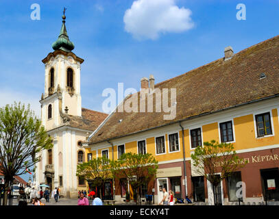 Szentendre, Ansa del Danubio Ungheria Fo ter (quadrato) Chiesa Blagovestenska (1752-54; barocco, serbo-ortodossa) Foto Stock