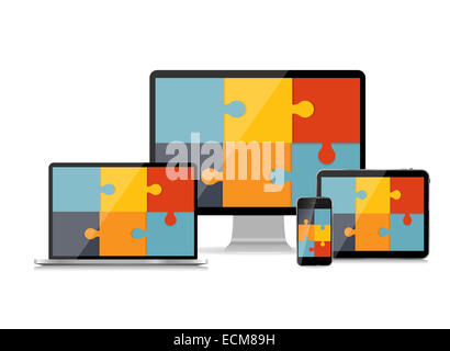 Pienamente rispondente Web Design Concept illustrazione vettoriale Foto Stock