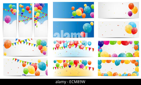 Colore palloncini lucida scheda Set di Mega illustrazione vettoriale Foto Stock