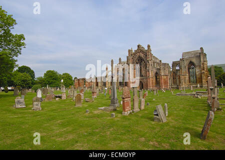 Melrose Abbey Melrose, Scottish Borders, Scotland, Regno Unito, Europa Foto Stock