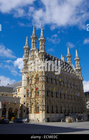 Stadhuis, Municipio e Grote Markt, piazza principale, Leuven, Lovanio, Brabant, Fiandre, in Belgio, Europa Foto Stock