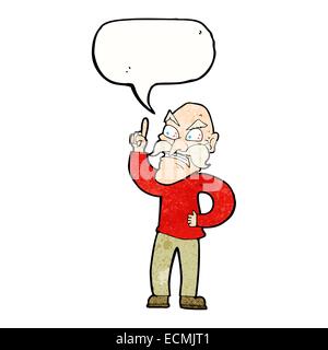 Cartoon vecchio uomo che stabilisce regole con discorso bolla Illustrazione Vettoriale