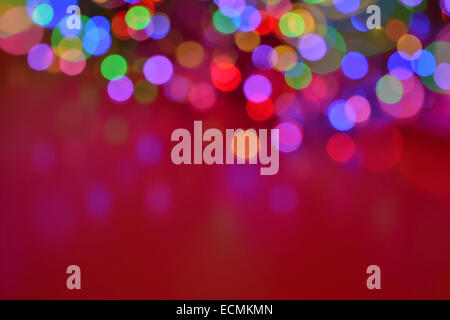 Morbide colorate luci di Natale in background con copyspace Foto Stock