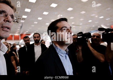 Alexis Tsipras durante la sua visita in la 79a Fiera Internazionale di Salonicco, Grecia Foto Stock