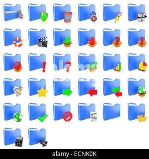 Concetto di archiviazione. Set di icone di cartelle. Foto Stock