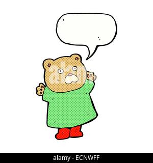 Funny cartoon orso con discorso bolla Illustrazione Vettoriale