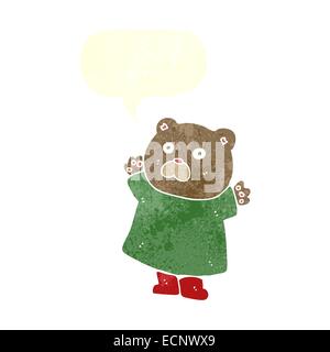 Funny cartoon orso con discorso bolla Illustrazione Vettoriale