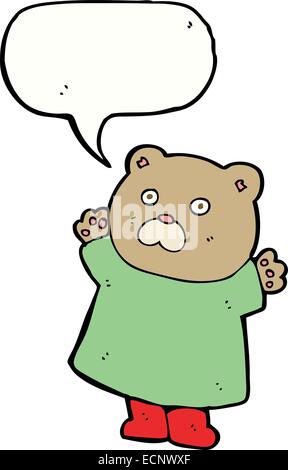 Funny cartoon orso con discorso bolla Illustrazione Vettoriale