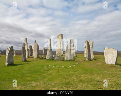 Calanais Standing Stones a Callanish un età del Bronzo stone circle sull isola di Lewis, Ebridi Esterne, Scozia Foto Stock