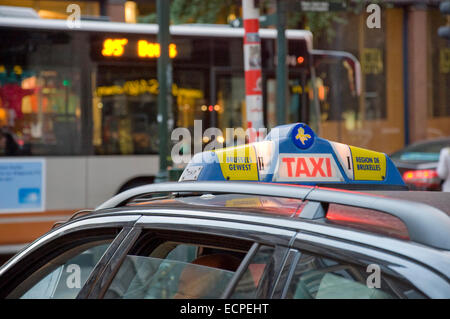 Taxi a Bruxelles Belgio Foto Stock