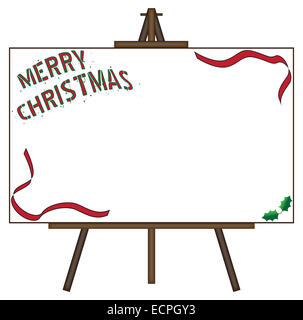 Un gigante di Natale tela vuota su un cavalletto isolato su uno sfondo bianco Foto Stock