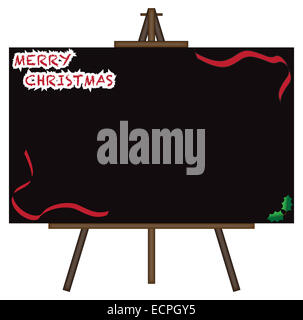 Un gigante di Natale lavagna su cavalletto isolato su uno sfondo bianco Foto Stock