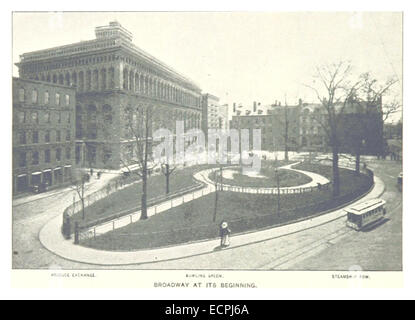 Questa illustrazione del 1893 tratta dalla serie King's New York City cattura i primi giorni di Broadway, fornendo uno sguardo storico su una delle strade più famose del mondo. Foto Stock