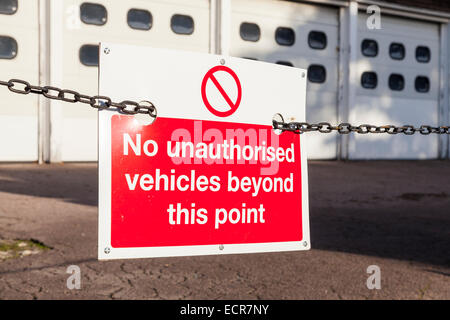 'N. veicoli non autorizzati al di là di questo punto' segno, England, Regno Unito Foto Stock