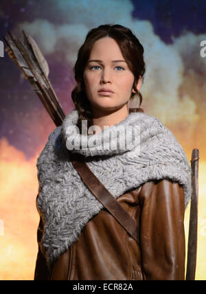 Il Madame Tussauds di Londra oggi ha rivelato il suo più recente di figura, Katniss Everdeen, giocato da Jennifer Lawrence. Foto Stock