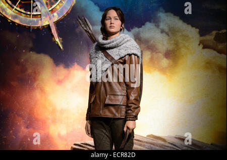 Il Madame Tussauds di Londra oggi ha rivelato il suo più recente di figura, Katniss Everdeen, giocato da Jennifer Lawrence. Foto Stock