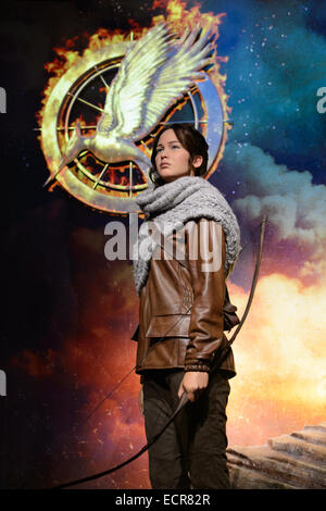 Il Madame Tussauds di Londra oggi ha rivelato il suo più recente di figura, Katniss Everdeen, giocato da Jennifer Lawrence. Foto Stock