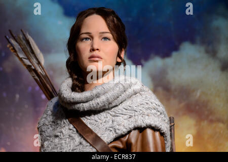 Il Madame Tussauds di Londra oggi ha rivelato il suo più recente di figura, Katniss Everdeen, giocato da Jennifer Lawrence. Foto Stock