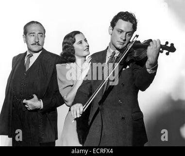 Il Golden Boy 1939 Columbia Pictures Film con da sinistra: Adolph Menjou, Barbara Stanwyck, William Holden Foto Stock