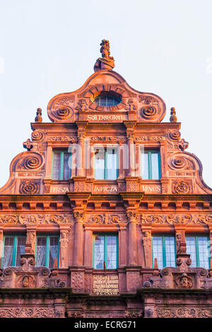 HOTEL RESTAURANT ZUM RITTER ST. GEORG, casa rinascimentale, la città vecchia di Heidelberg, BADEN-WURTTEMBERG, Germania Foto Stock