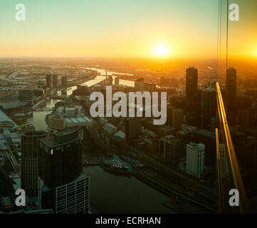 Viste della città di Melbourne da Eureka Tower Foto Stock