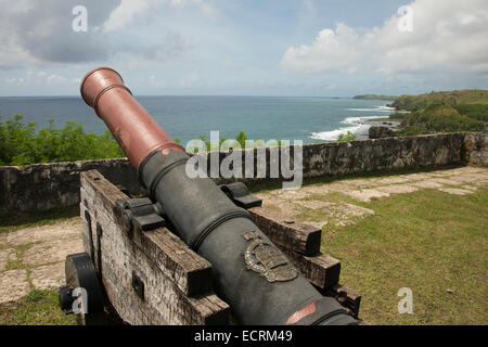 Noi Territorio di Guam, Umatac. Historic Spanish Fort Nuestra Senora de la Soledad (aka Fort Soledad), costruito nel 1800s. Foto Stock