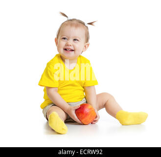 Baby squisito seduti isolato su bianco Foto Stock